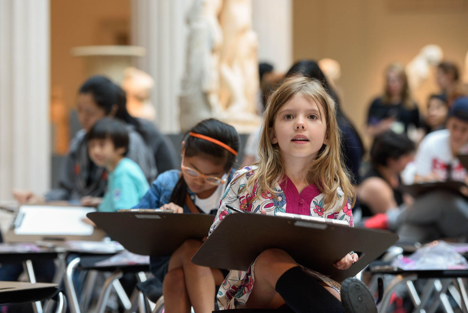 Kids drawing at The Met